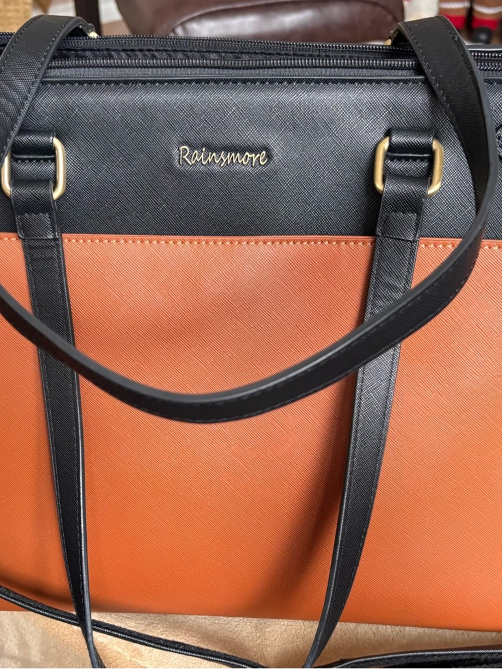 Two-Tone Black & Orange Tote